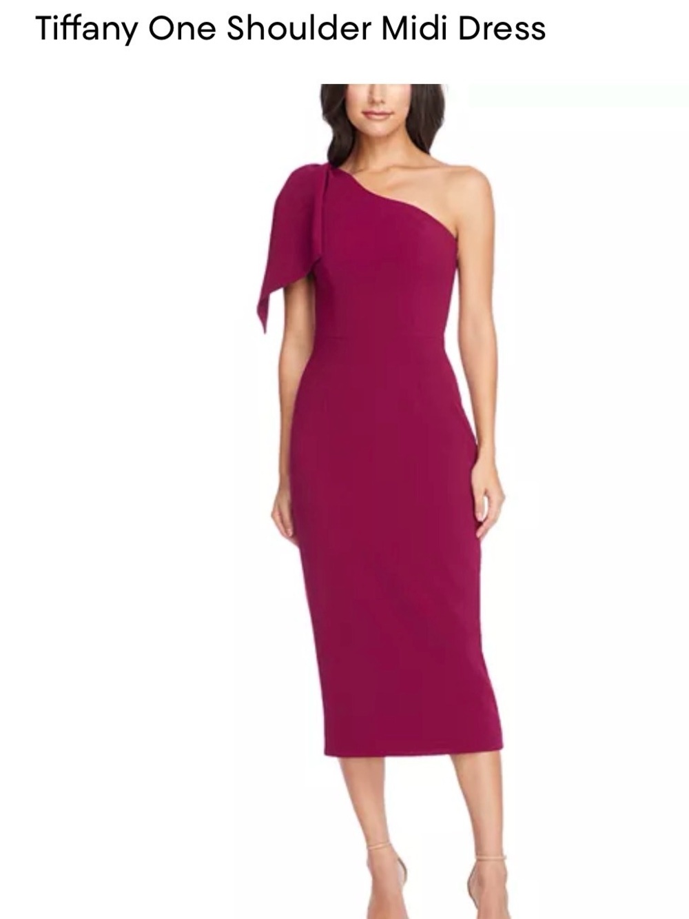 Dress the Population One-Shoulder Midi Dress in Berry